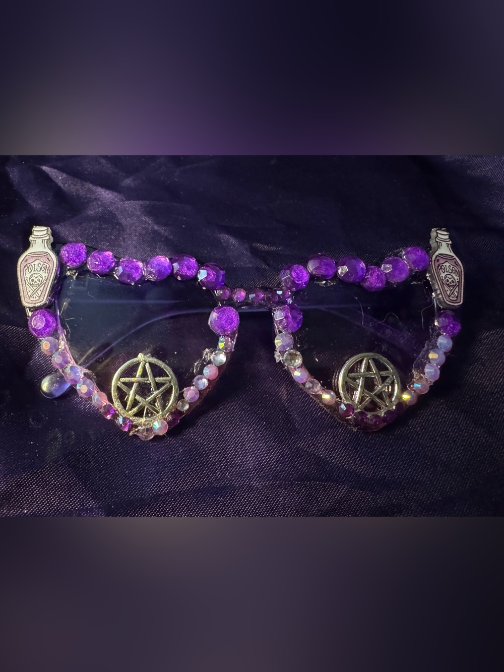 Purple Rhinestone Wiccan star charm Sunglasses